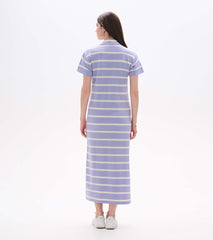 Hatley Contrast Zip Maxi Dress - Pale Iris Stripes
