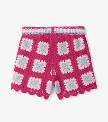 Hatley Girls Raspberry Rose Crochet Shorts
