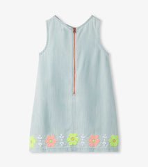 Hatley Girls Soft Blue Tencel Embroidered Pinafore Dress