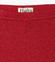Hatley Girls Red Shimmer Knit Leggings
