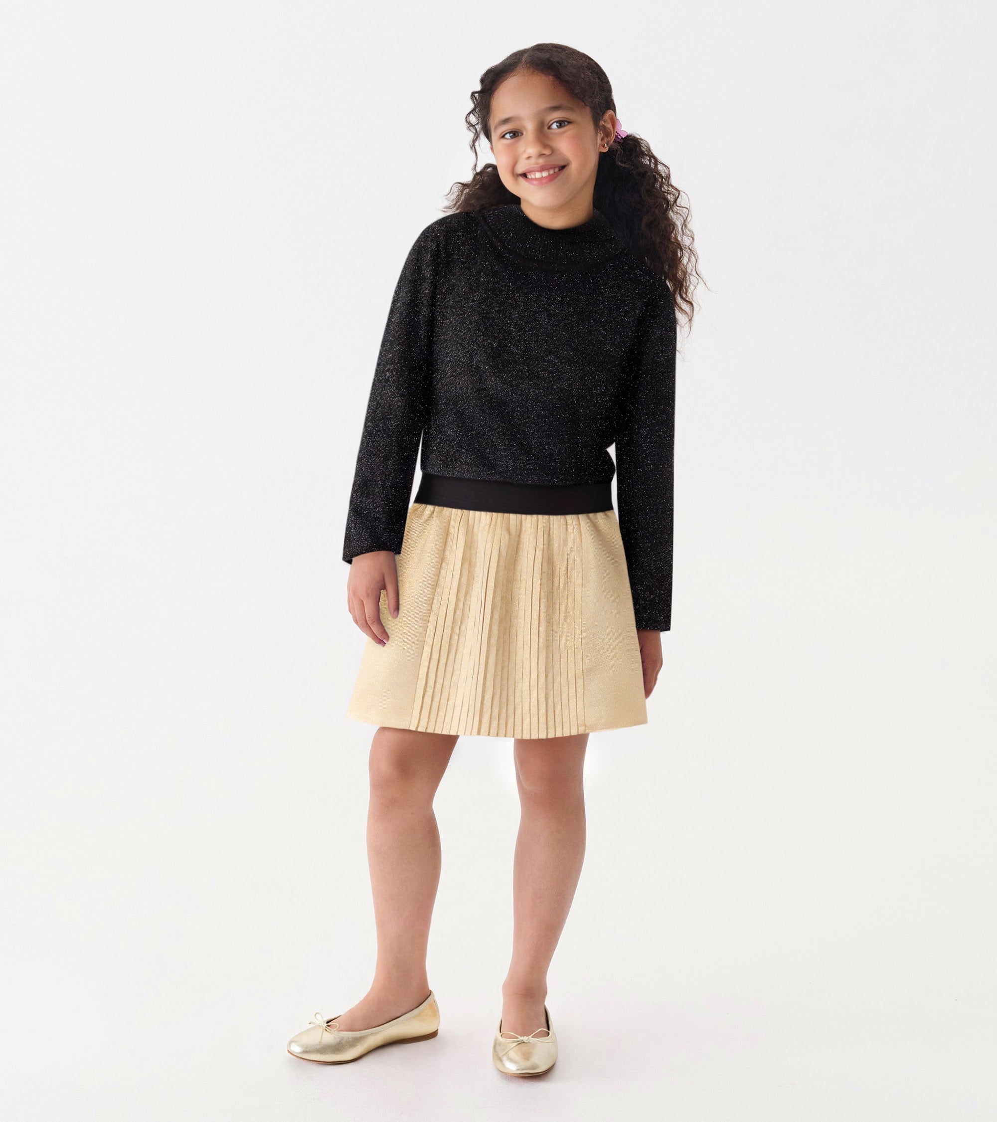 Hatley Girls Black Glitter Turtleneck