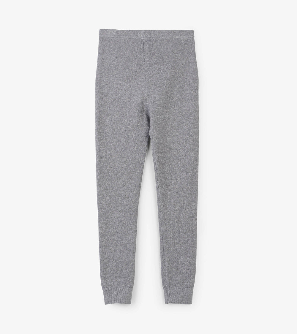 Hatley Girls Silver Shimmer Cable Knit Leggings