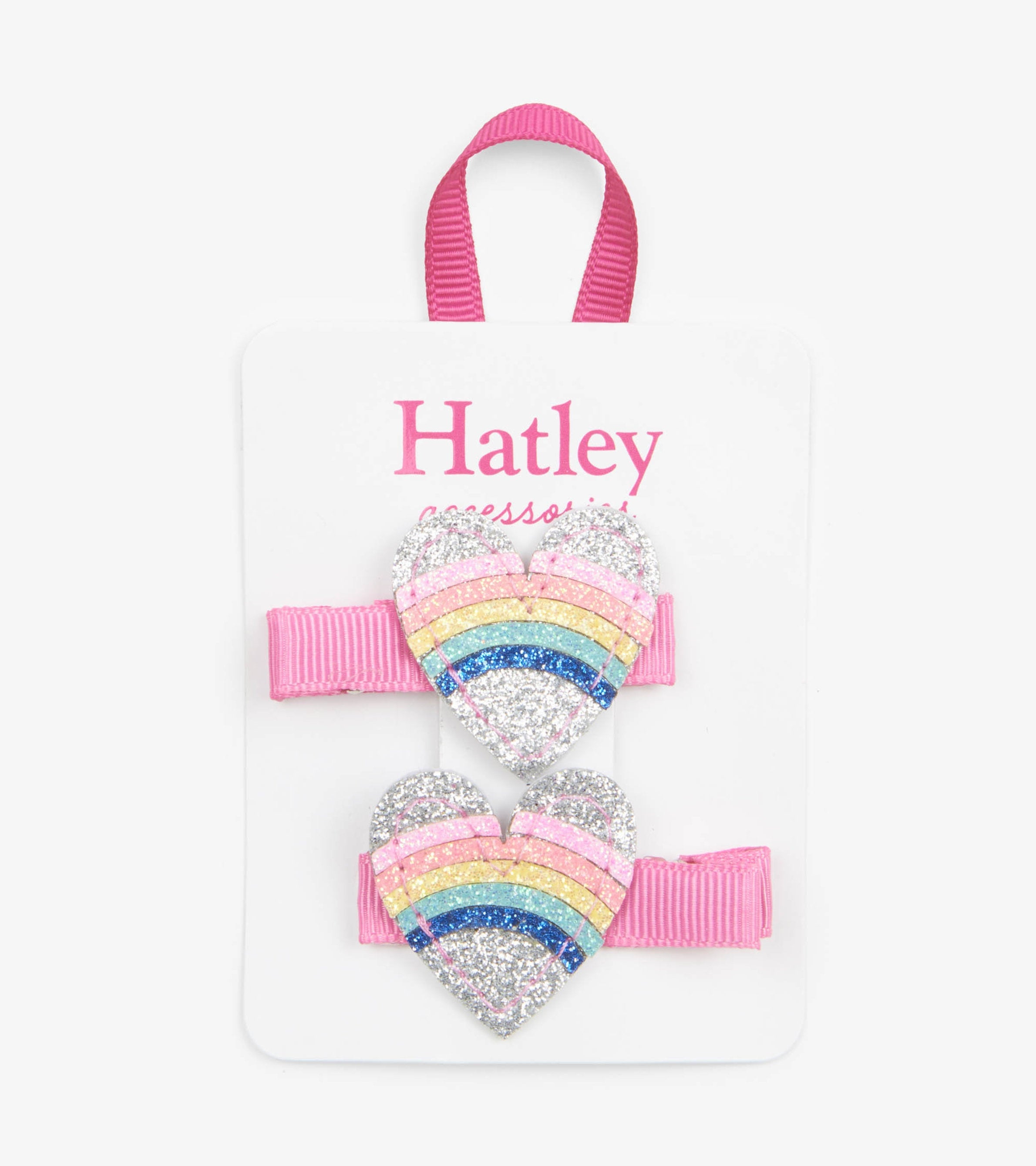 Hatley Rainbow Hearts Glitter Hair Clips