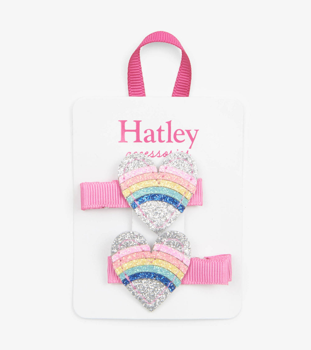 Hatley Rainbow Hearts Glitter Hair Clips