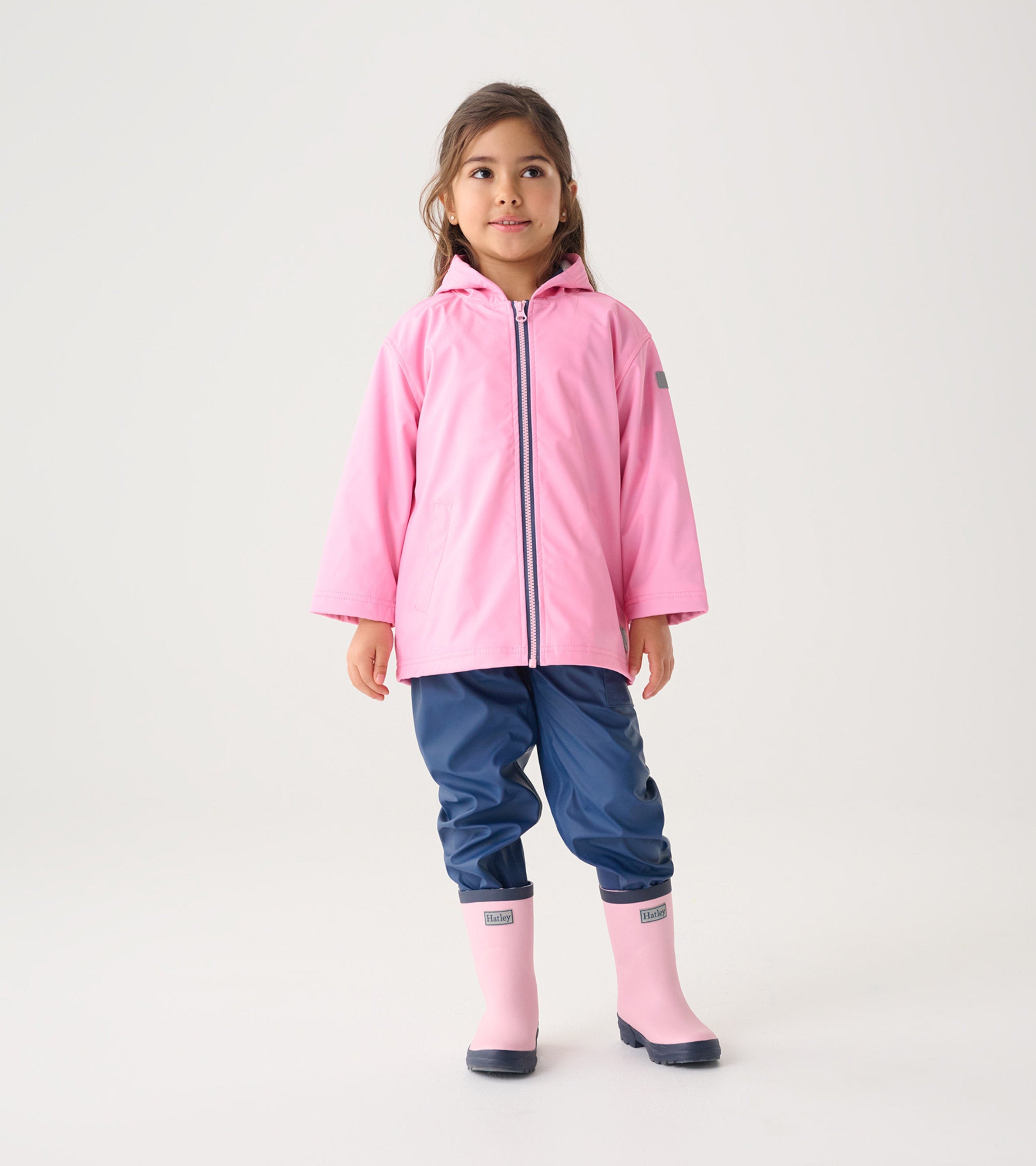 Hatley Girls Classic Pink Zip-Up Rain Jacket