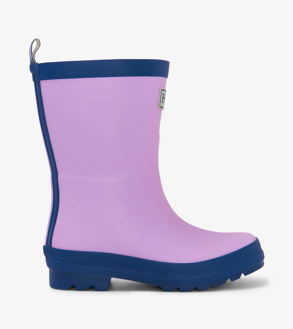 Hatley Kids Lilac And Navy Matte Rain Boots