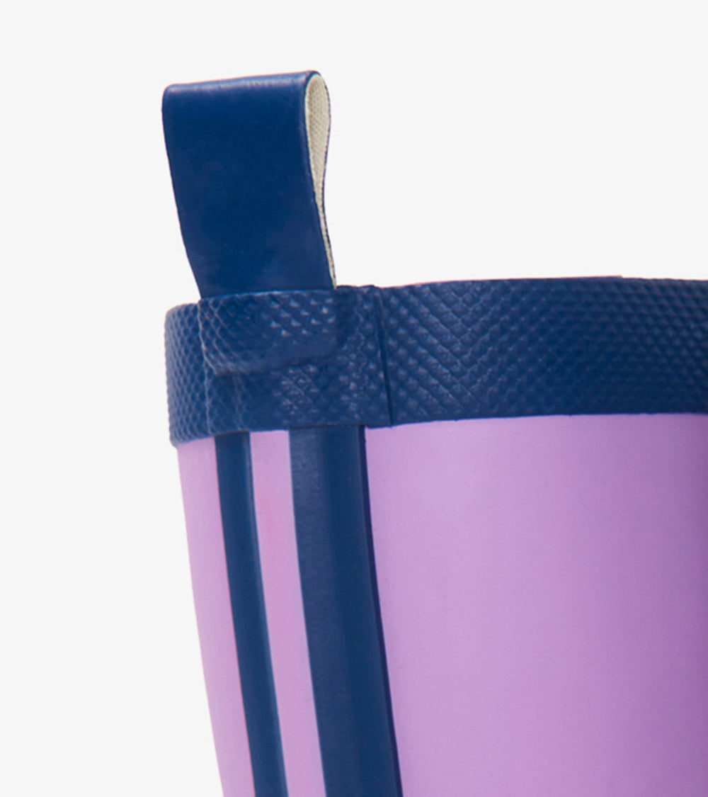 Hatley Kids Lilac And Navy Matte Rain Boots