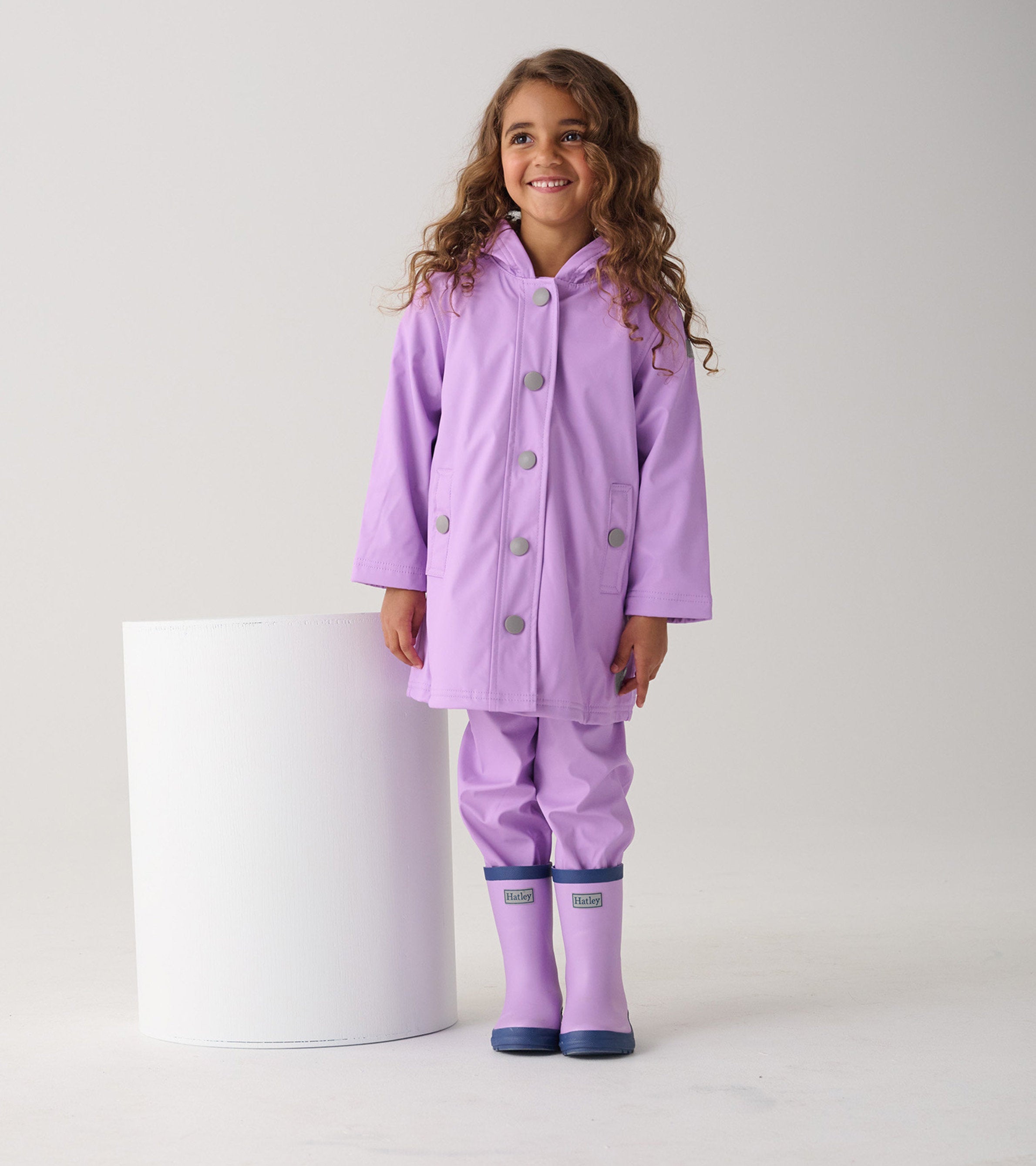 Hatley Girls Lilac Button-Up Rain Jacket