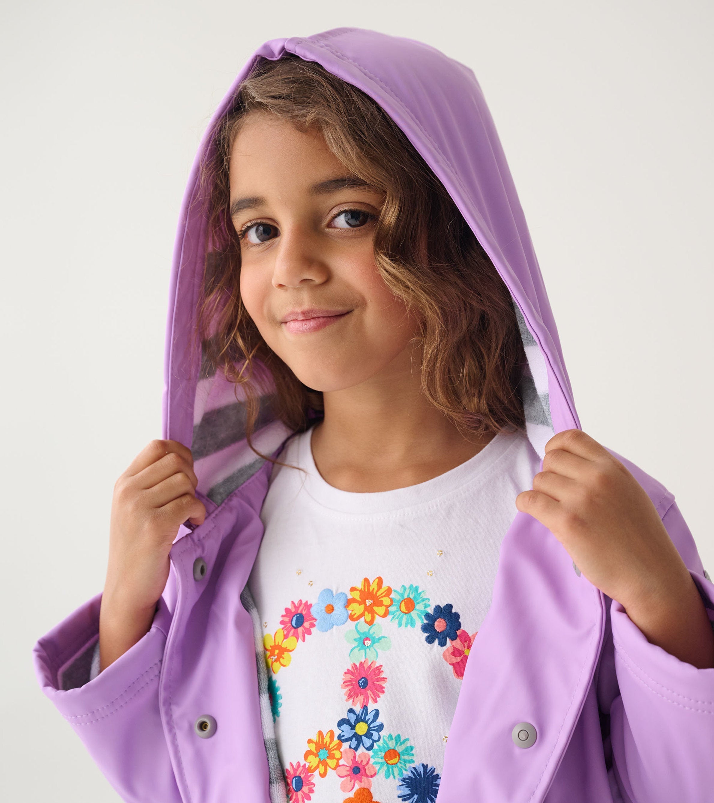 Hatley Girls Lilac Button-Up Rain Jacket