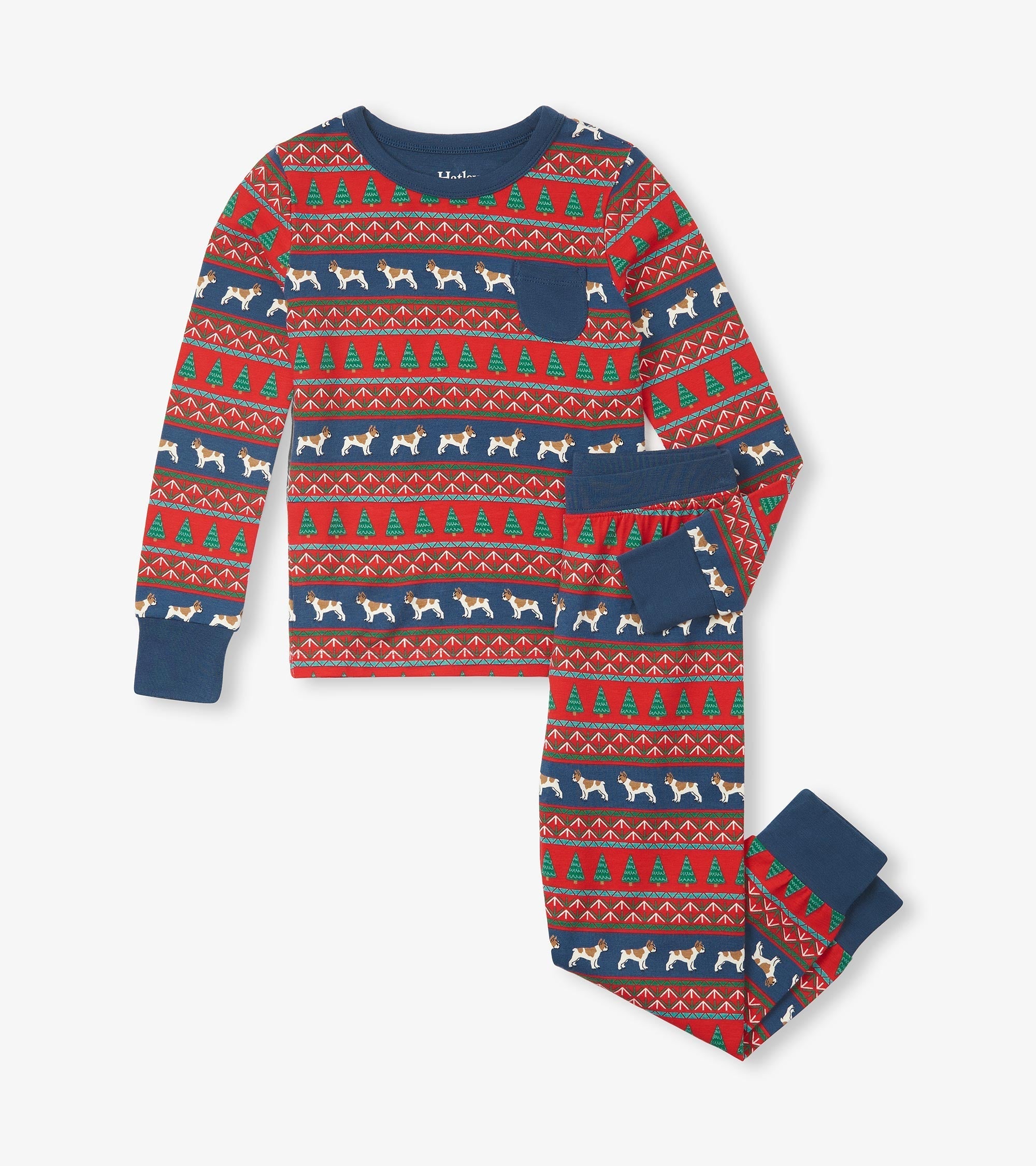 Hatley Boys Bulldog Fair Isle Bamboo Pajama Set