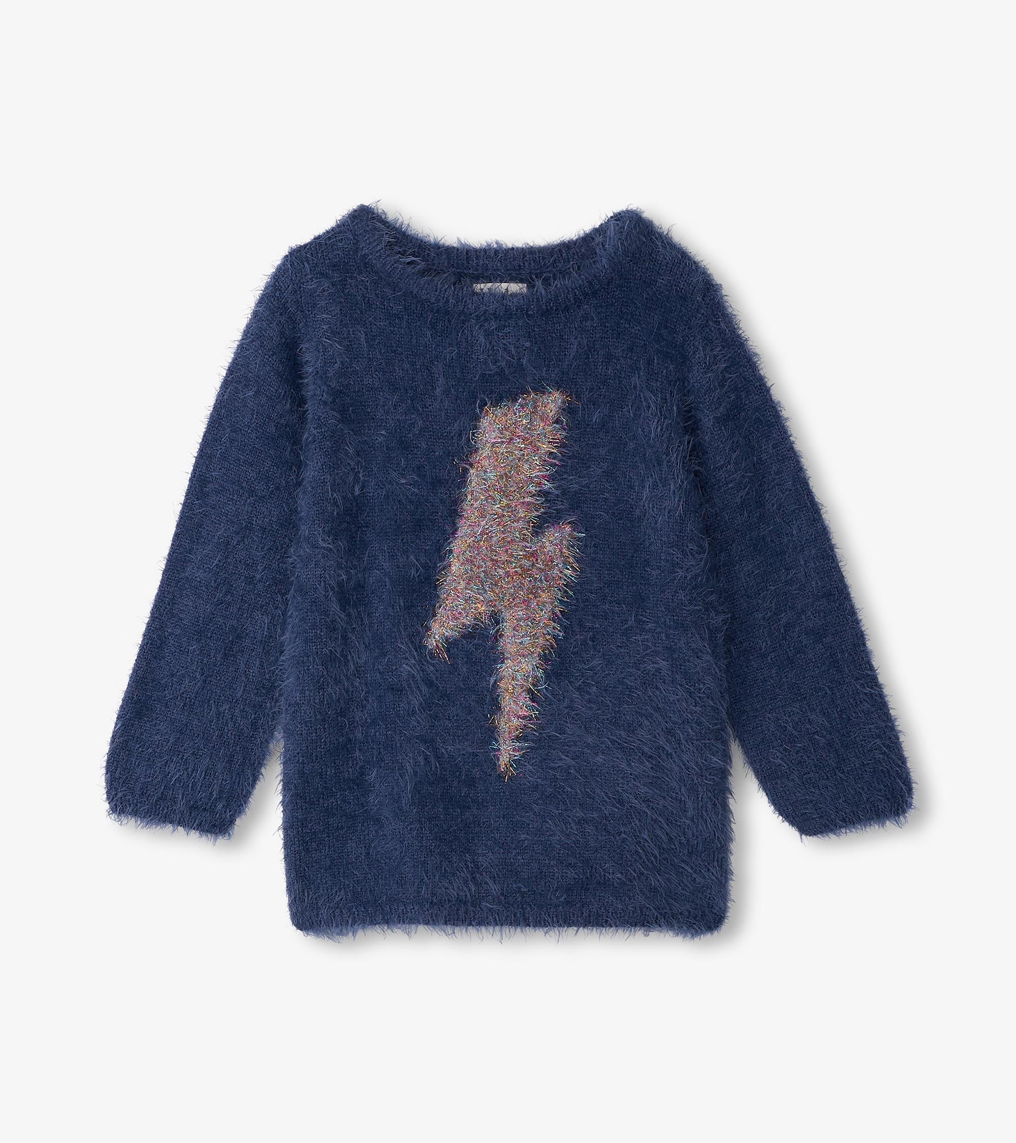 Hatley Girls Metallic Lightning Furry Sweater