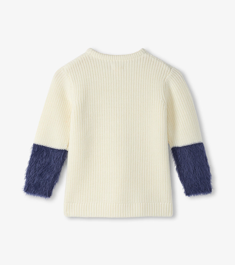 Hatley Girls Sequin Bow Fluffy Sleeve Sweater