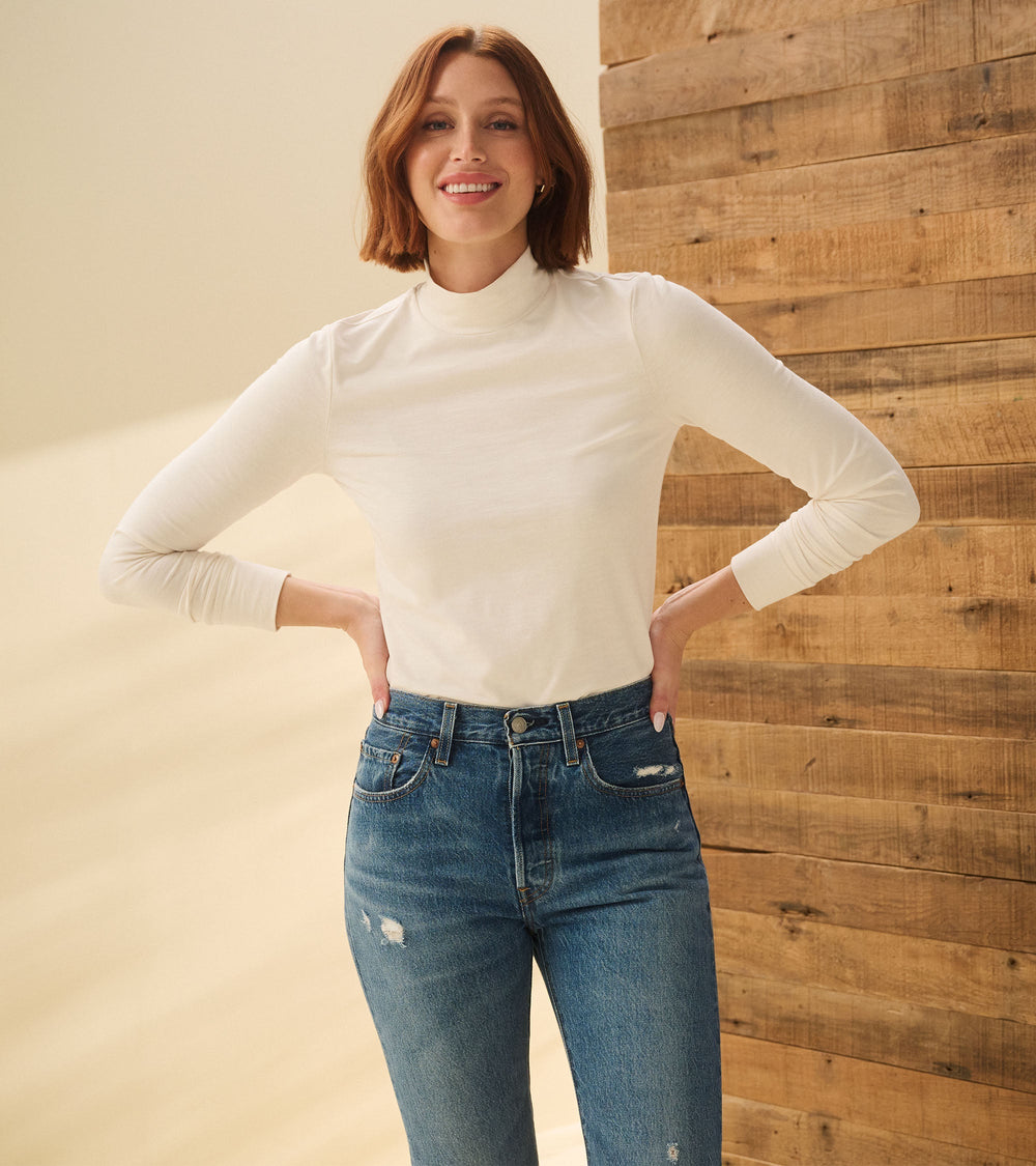 Hatley Mock Neck Top - Cream White
