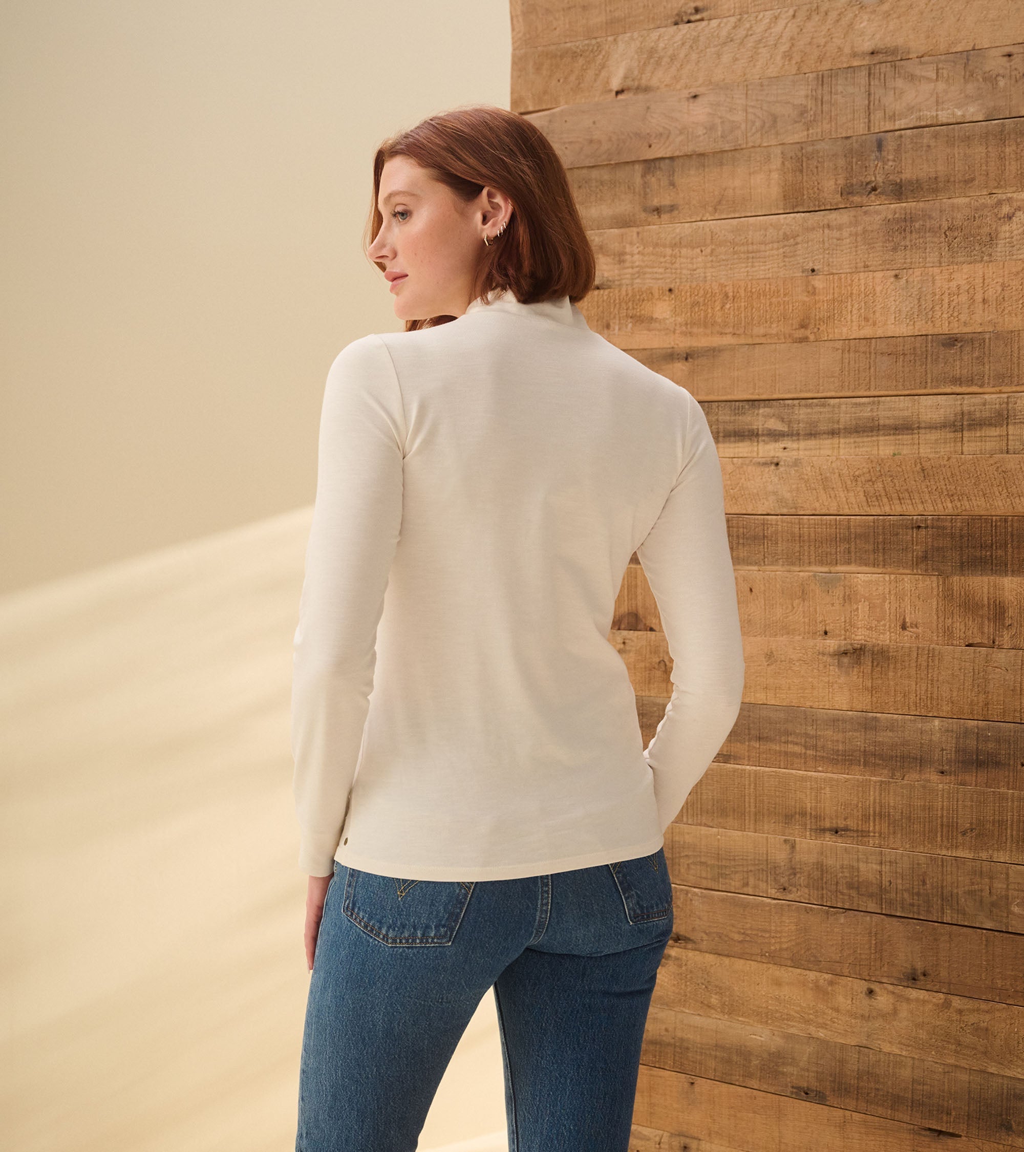 Hatley Mock Neck Top - Cream White