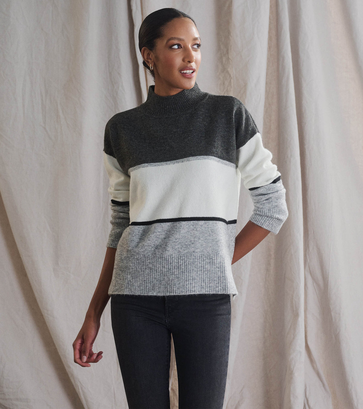 Hatley Mock Neck Tunic - Grey Block
