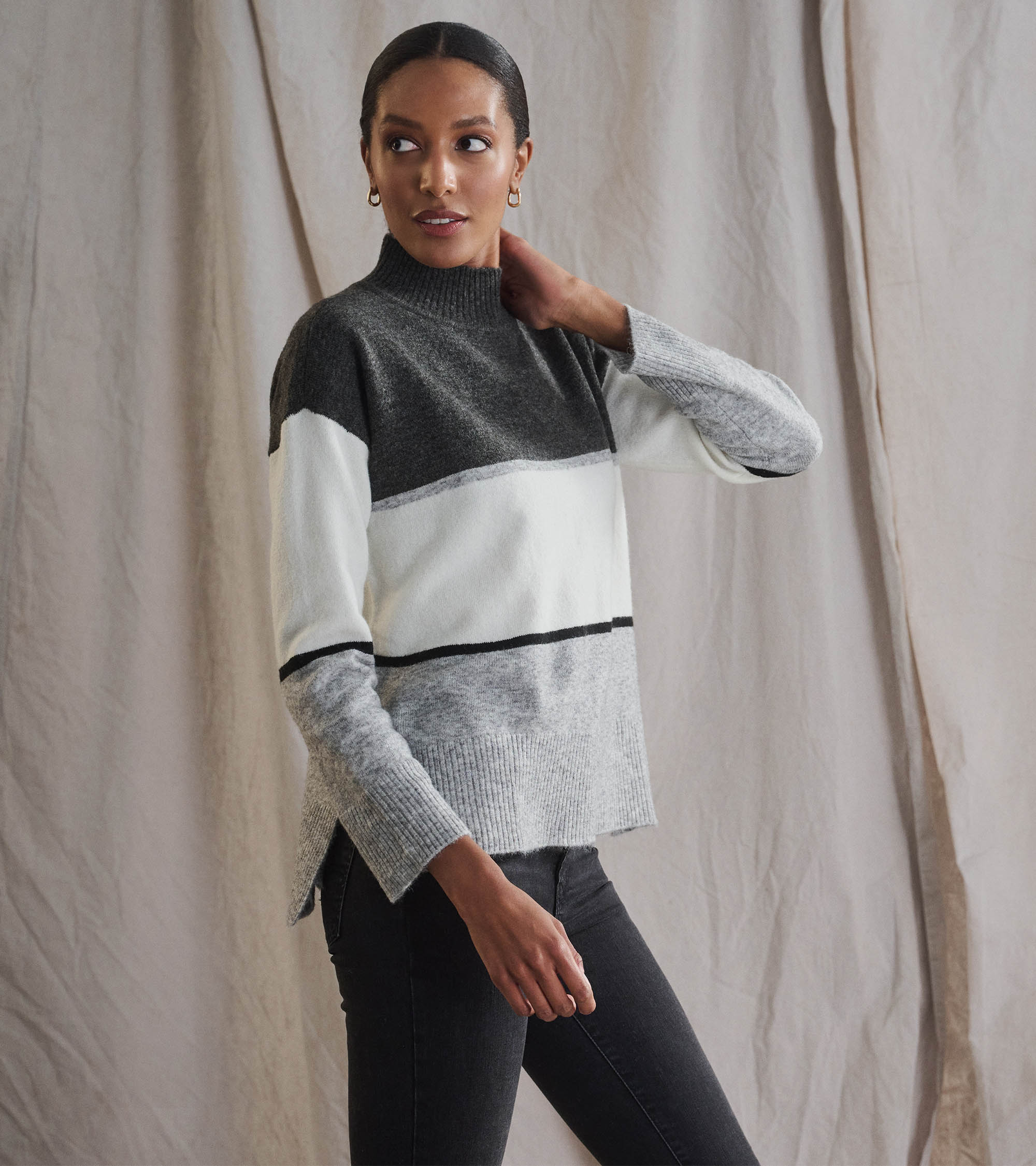 Hatley Mock Neck Tunic - Grey Block