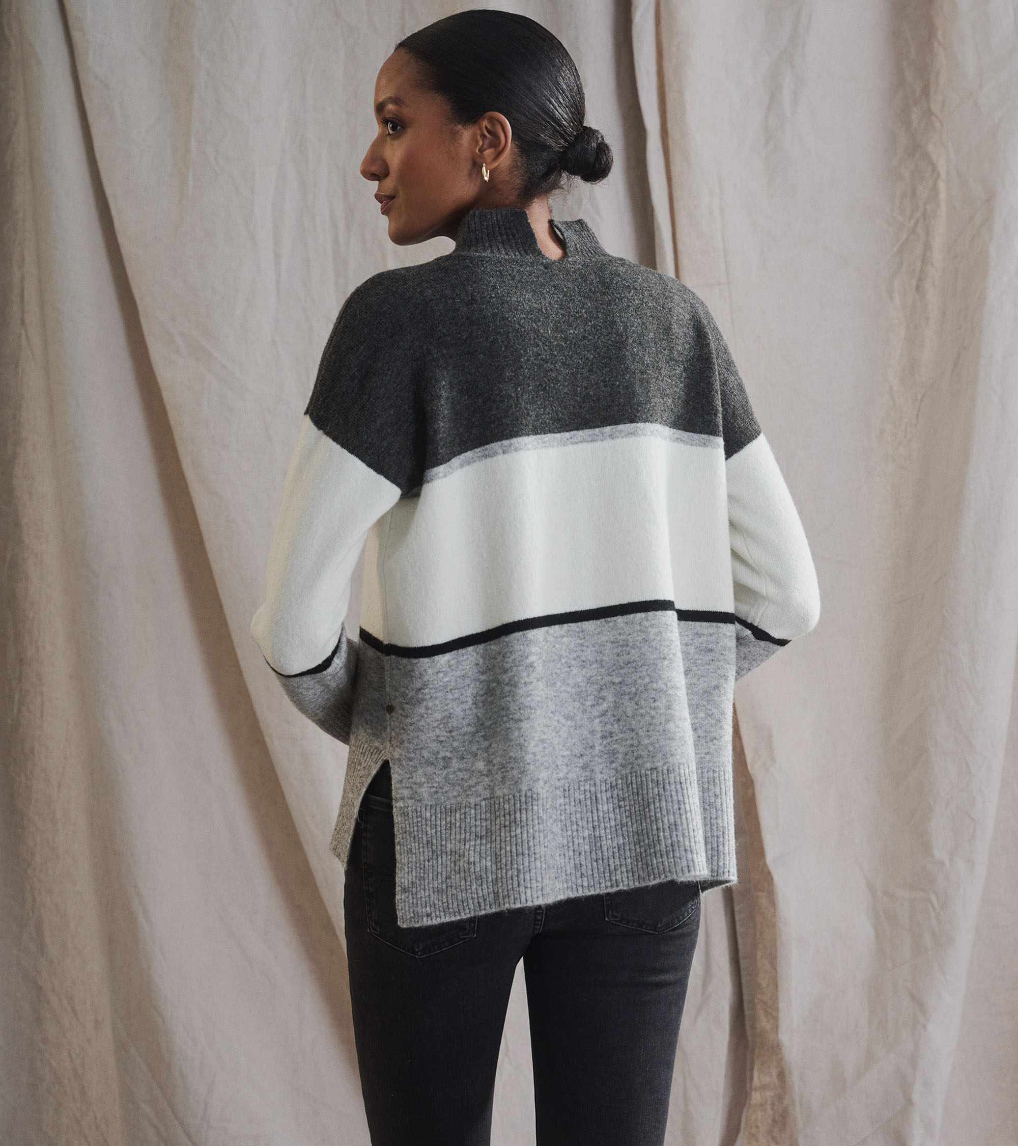 Hatley Mock Neck Tunic - Grey Block