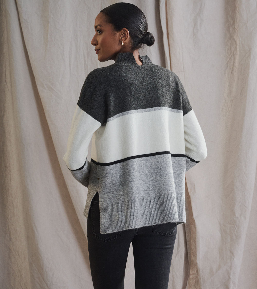 Hatley Mock Neck Tunic - Grey Block