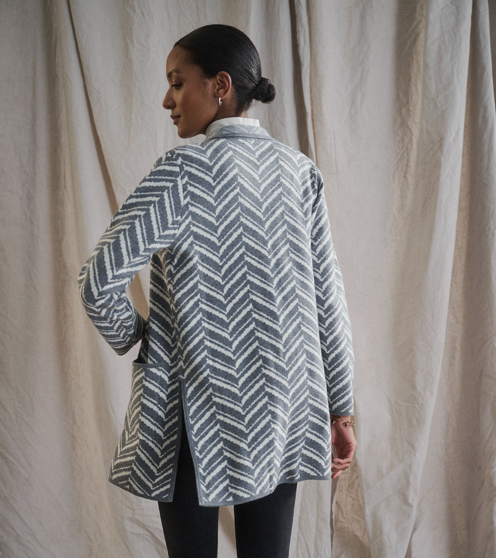 Hatley Sweater Blazer - Grey Chevron
