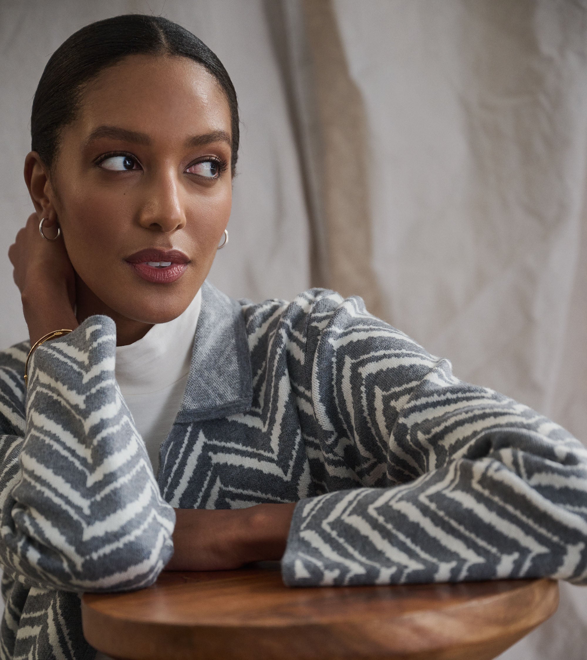 Hatley Sweater Blazer - Grey Chevron