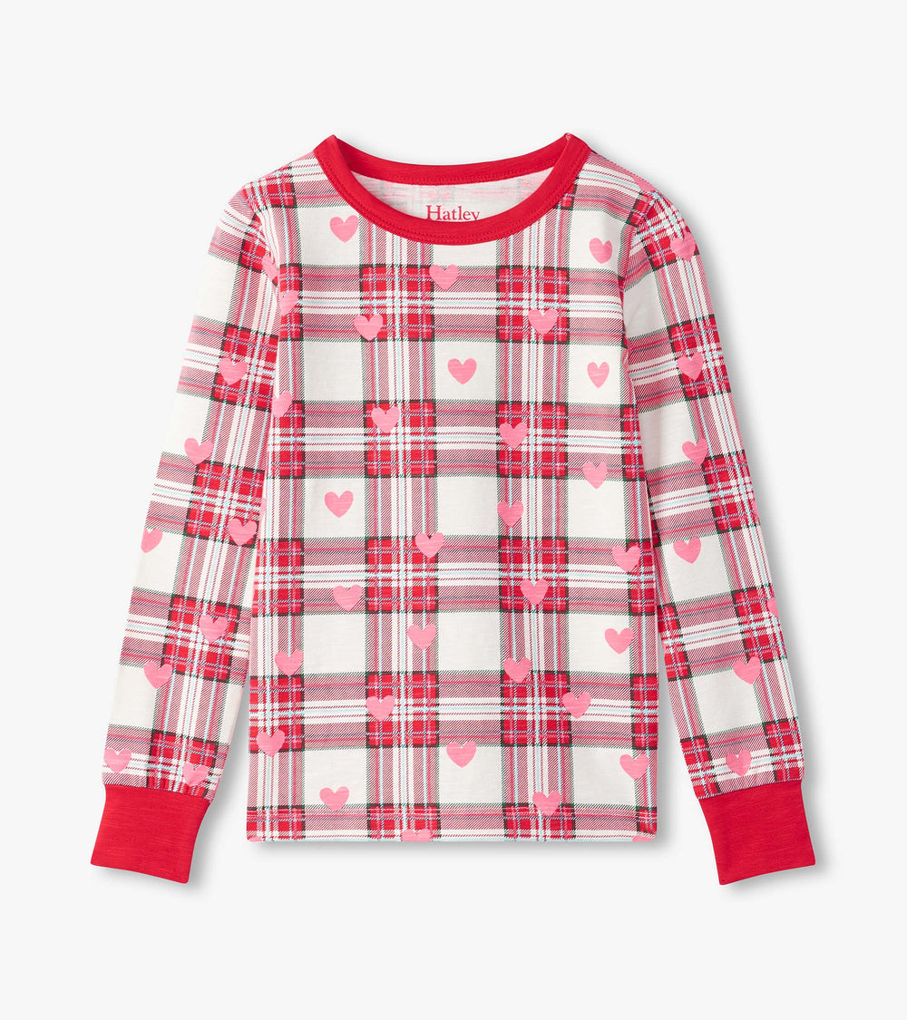 Hatley Girls Plaid Hearts Pajama Set