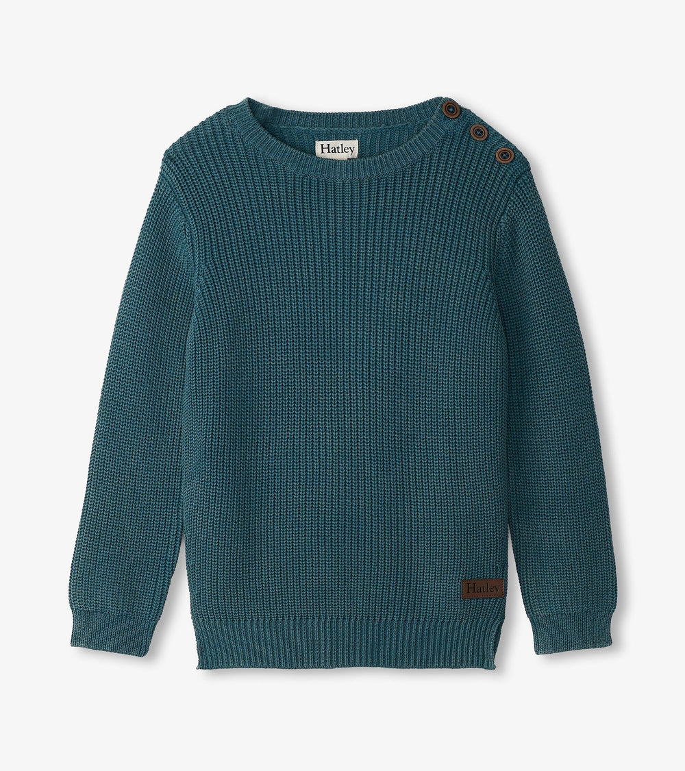 Hatley Boys Moroccan Blue Button Neck Sweater