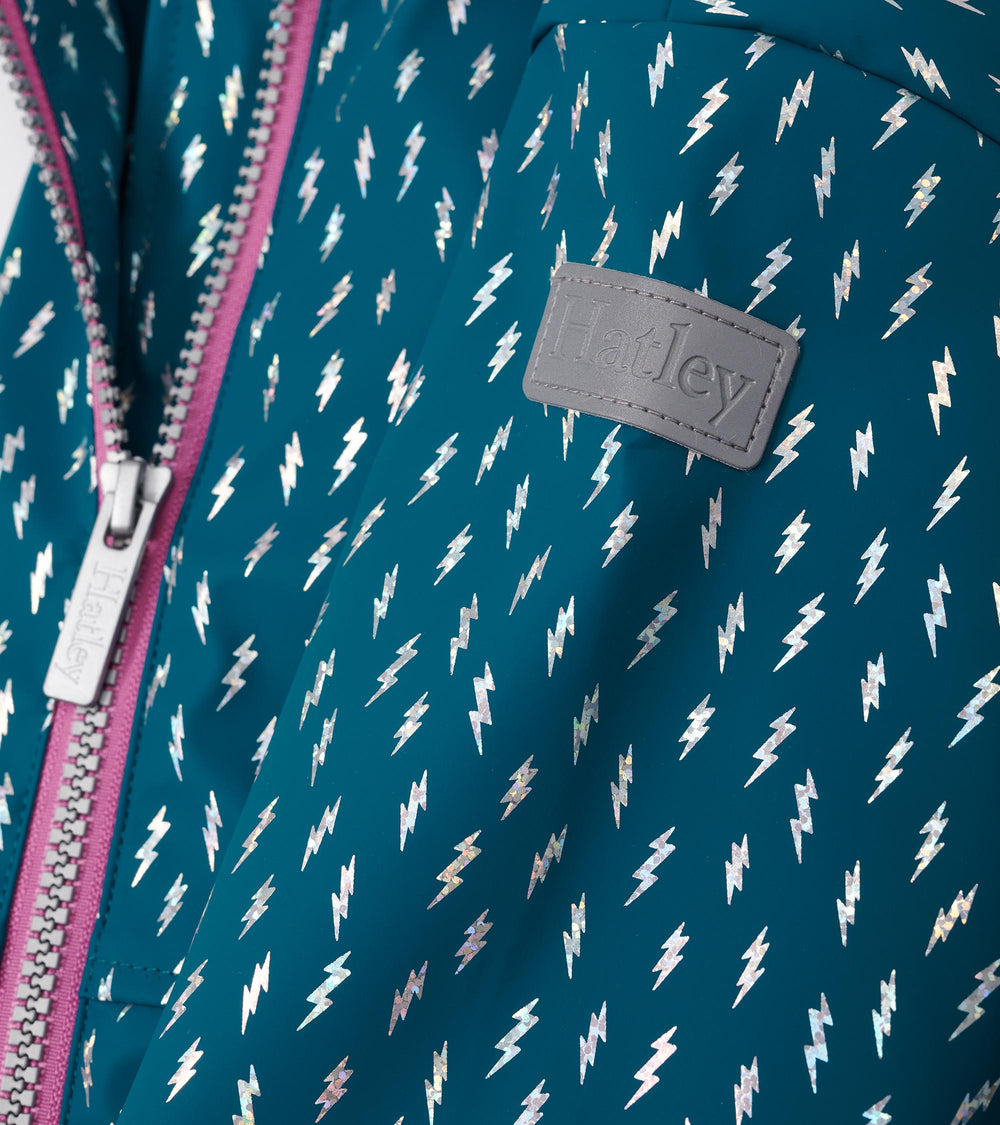 Hatley Girls Mini Lightning Bolts Zip-Up Rain Jacket