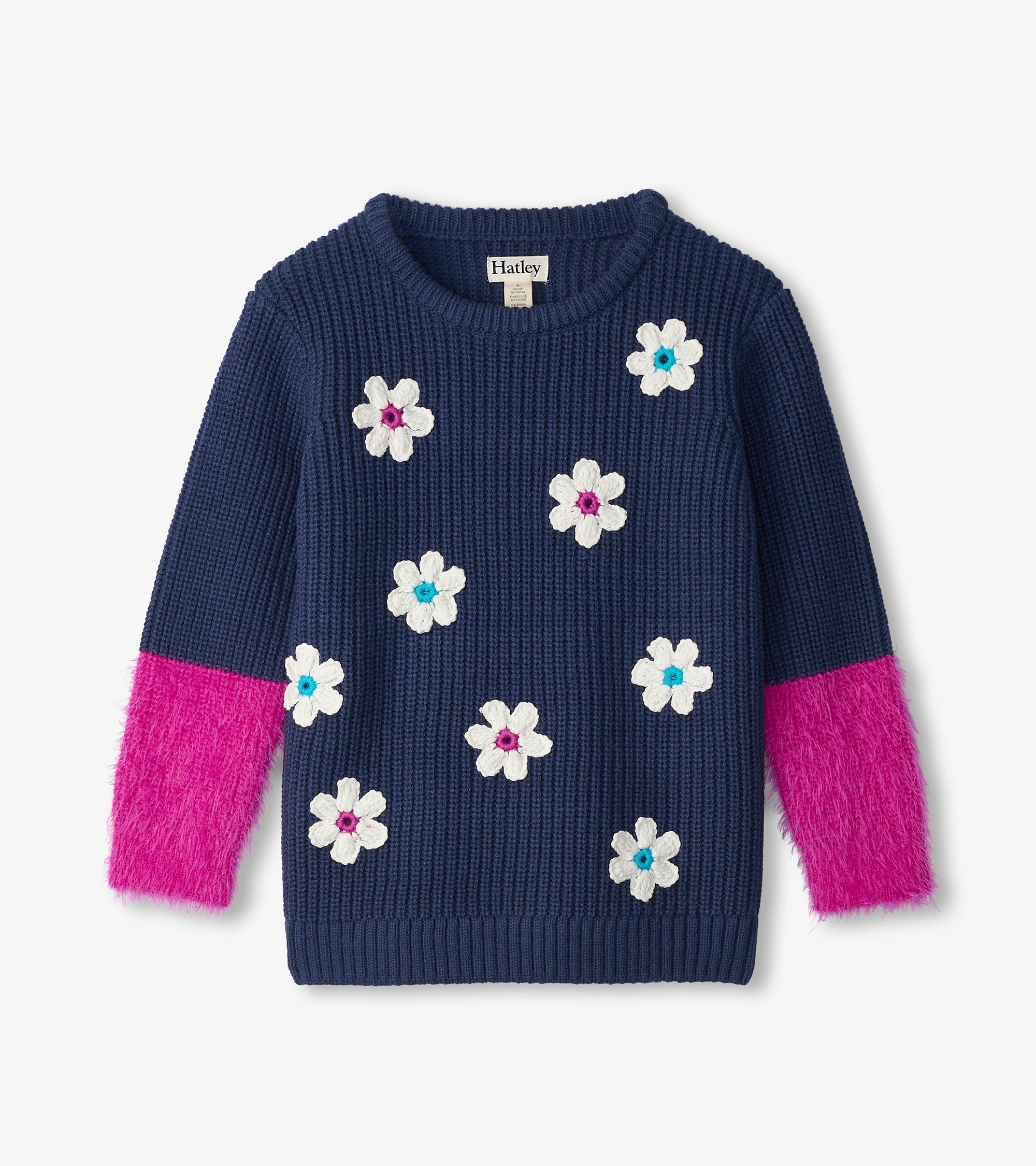 Hatley Girls Throwback Flowers Fluffy Sleeve Sweater Tunic