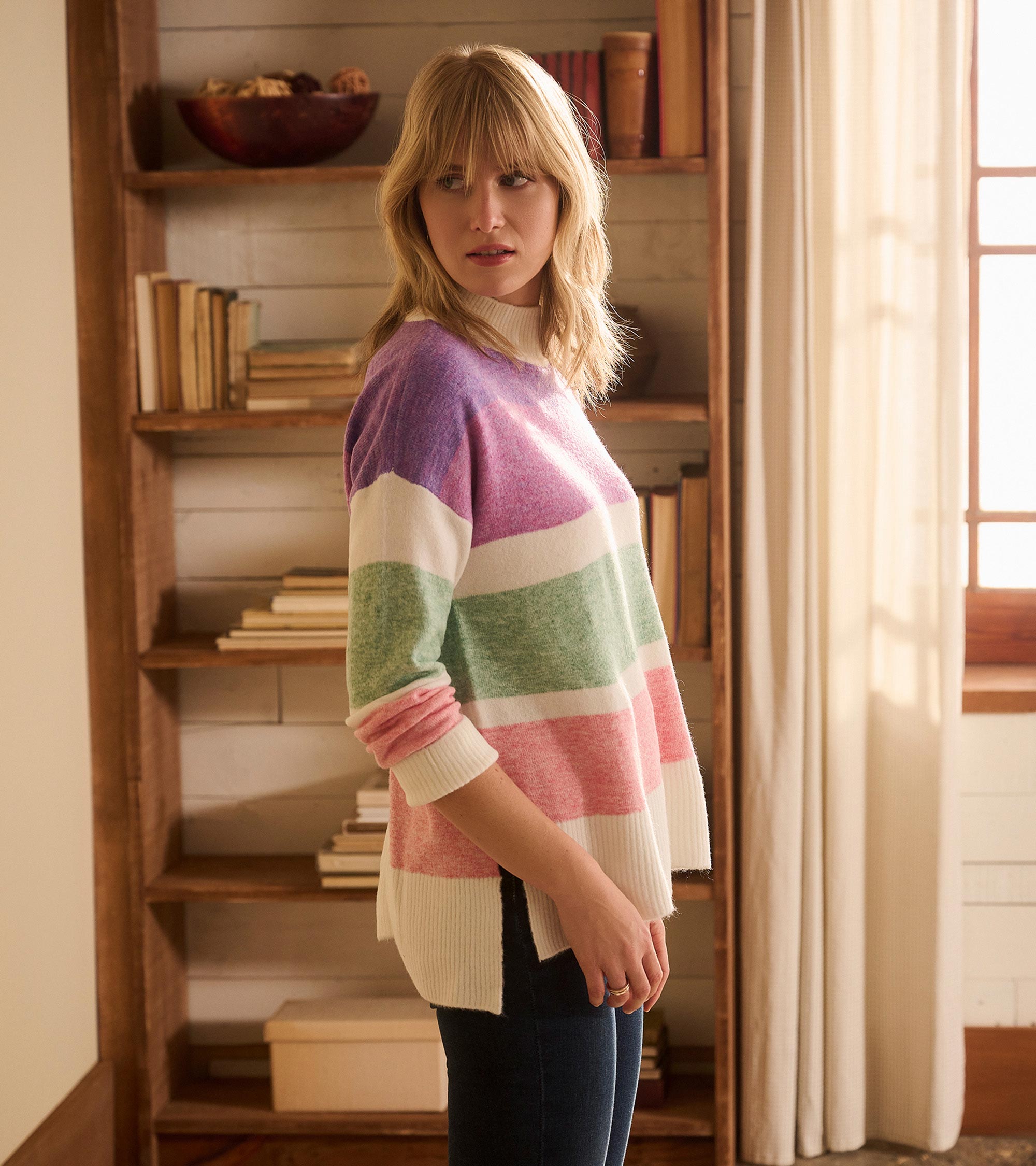 Hatley Mock Neck Tunic - Sunrise Color Block