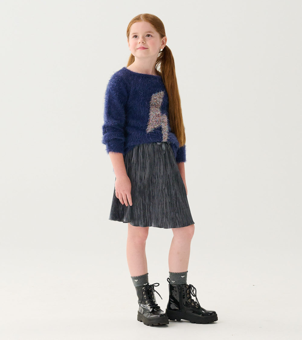 Hatley Girls Silver Shine Pleated Velour Skirt
