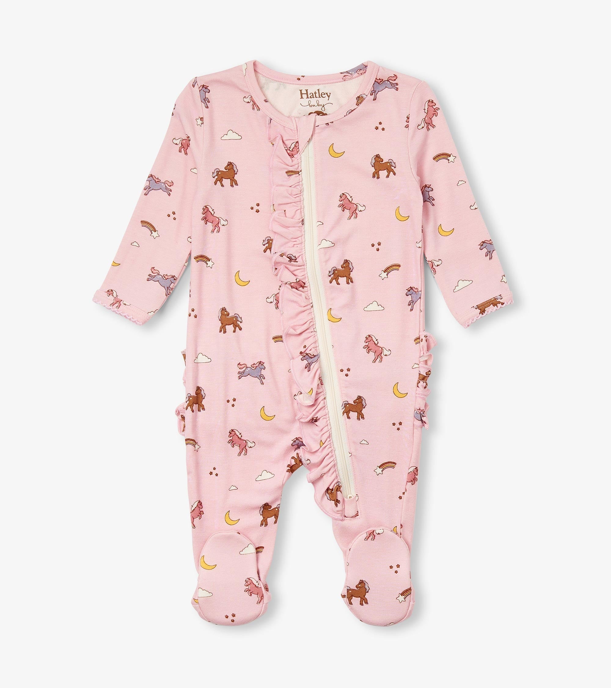 Hatley Baby Girls Whimsical Ponies Ruffle Bum Bamboo Sleeper