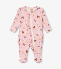 Hatley Baby Girls Whimsical Ponies Ruffle Bum Bamboo Sleeper