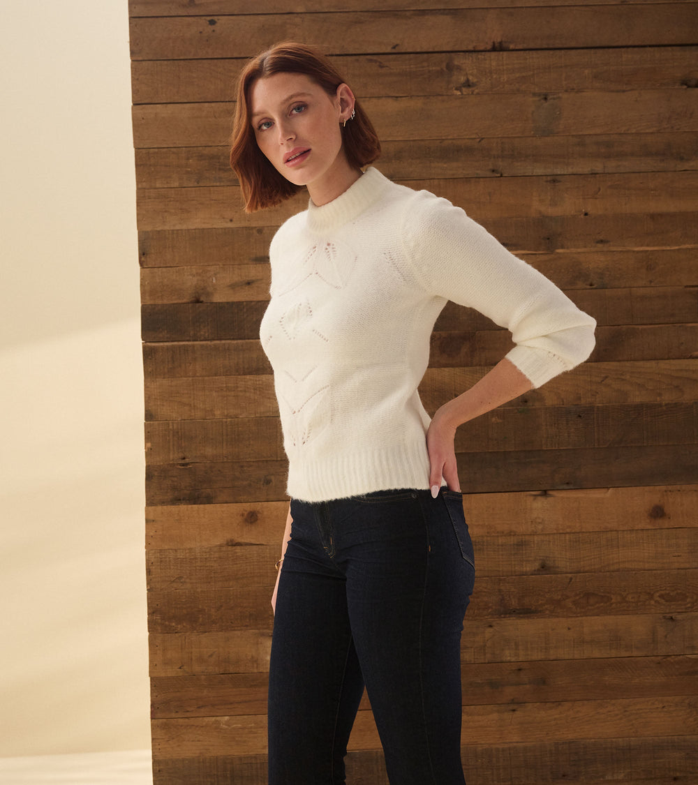 Hatley Petal Cable Sweater - Winter White