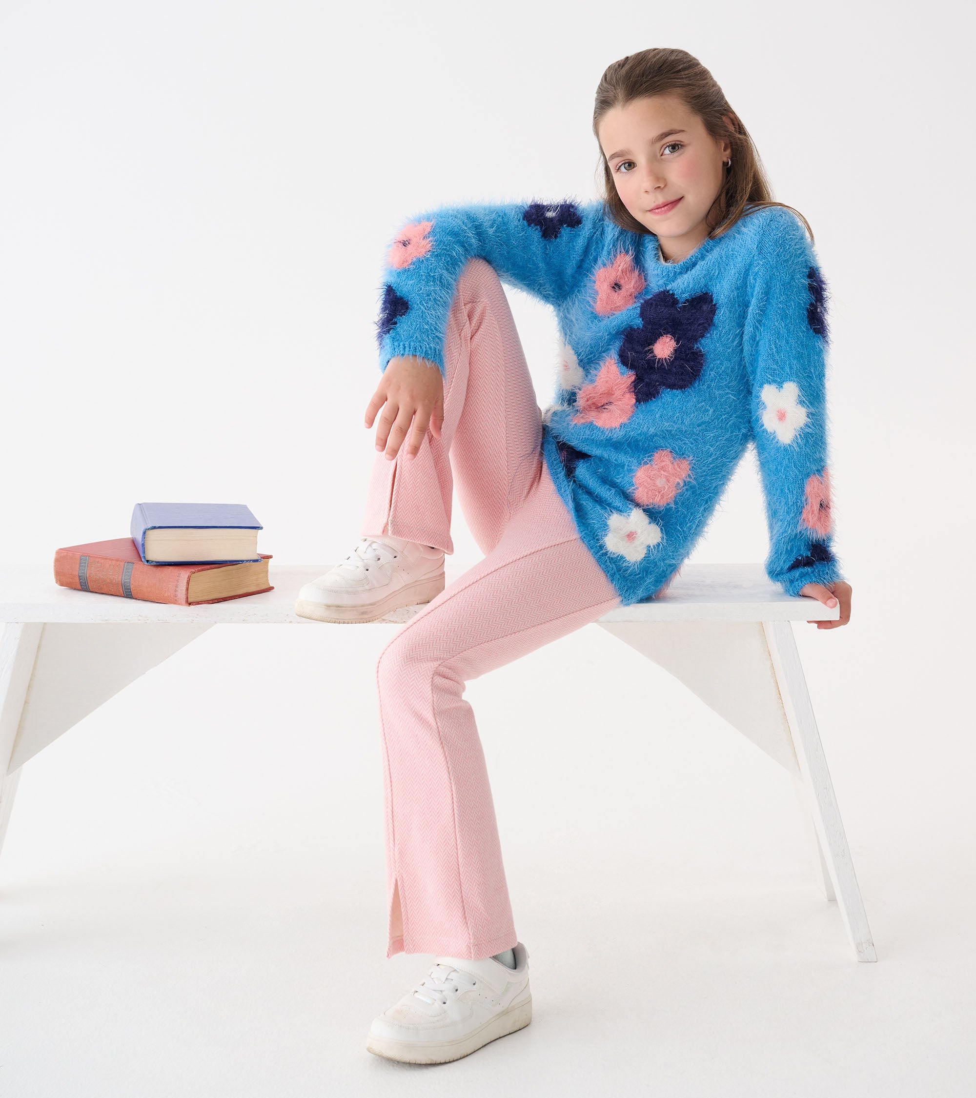 Hatley Girls Floral Cluster Furry Sweater