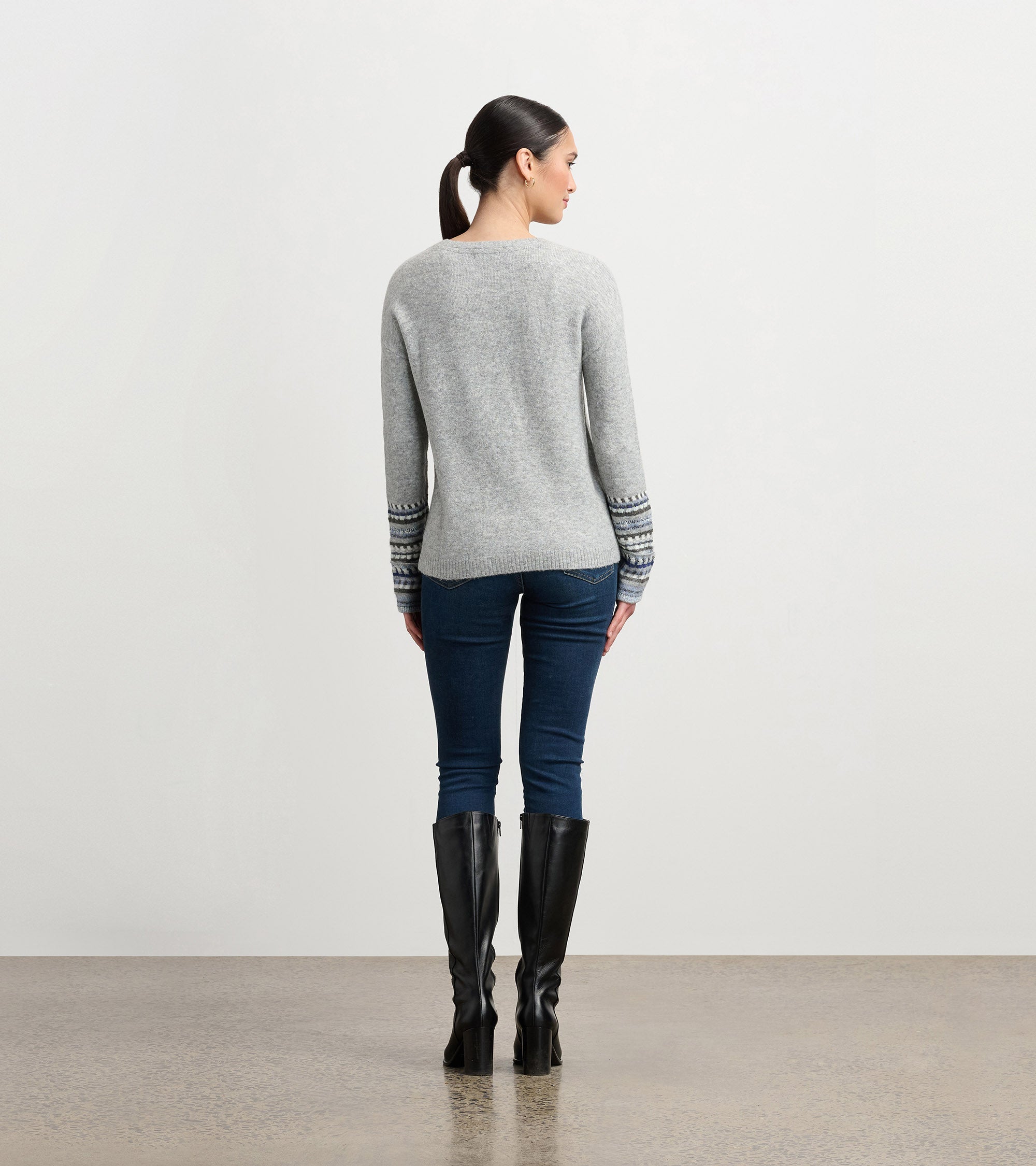 Hatley Jacquard Cuff Sweater - Grey Melange