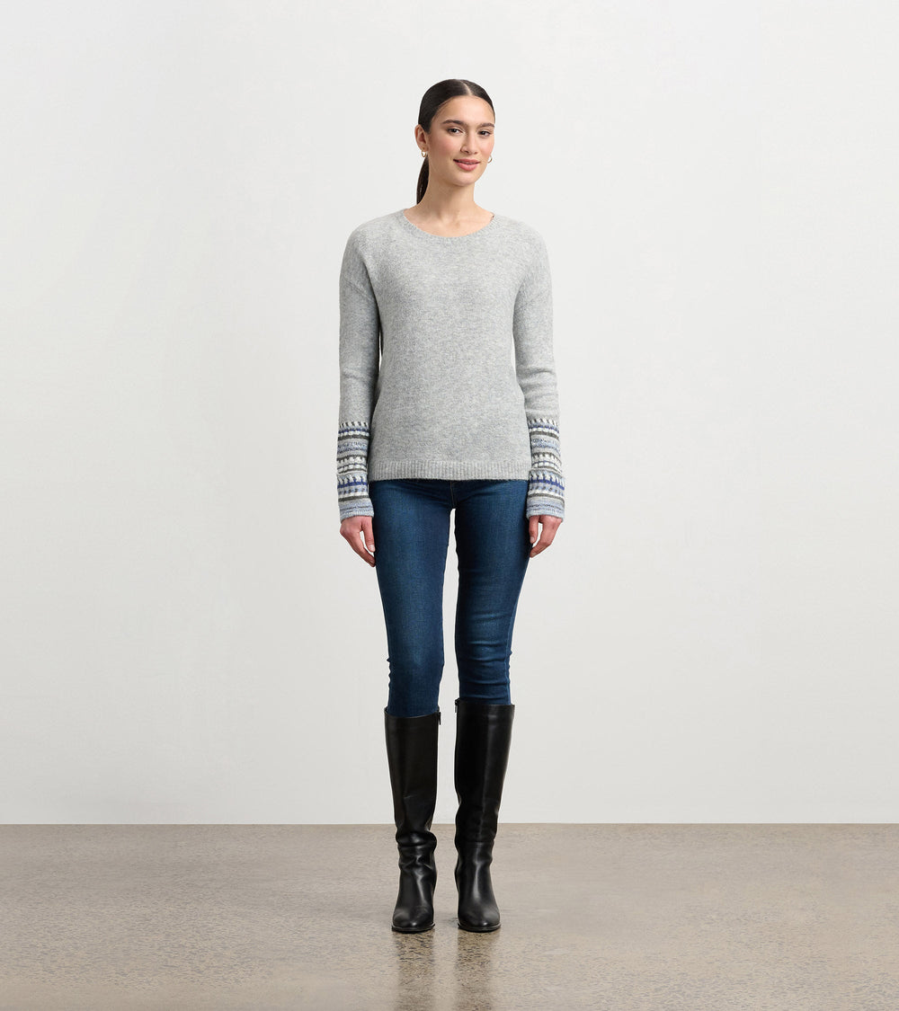 Hatley Jacquard Cuff Sweater - Grey Melange