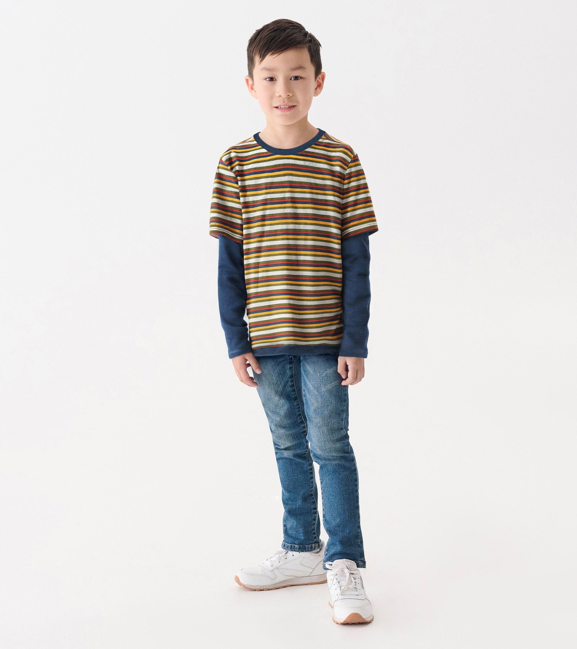 Hatley Boys Autumn Stripe Fooler Long Sleeve T-Shirt