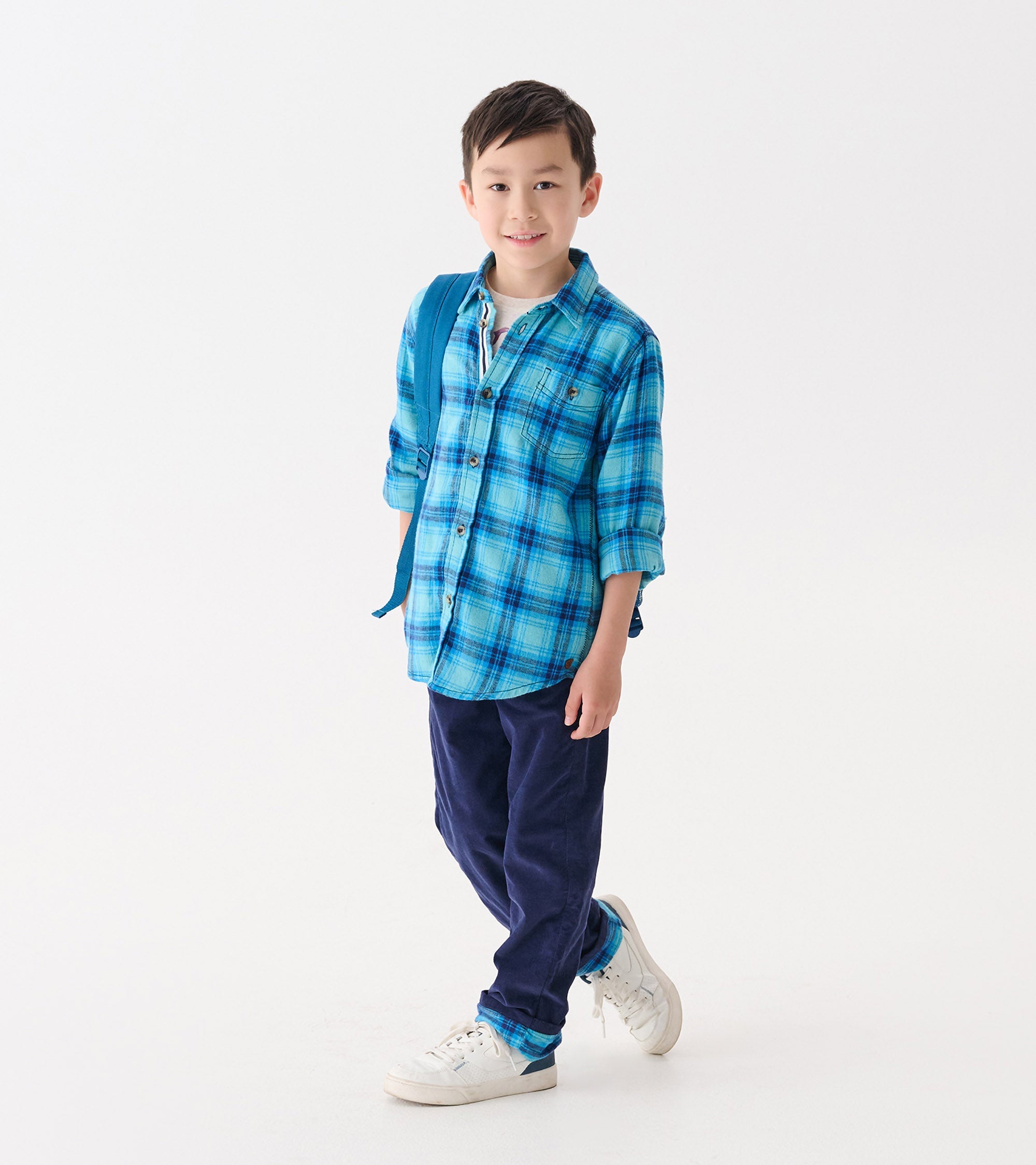 Hatley Boys Blue Stone Plaid Button Down Shirt