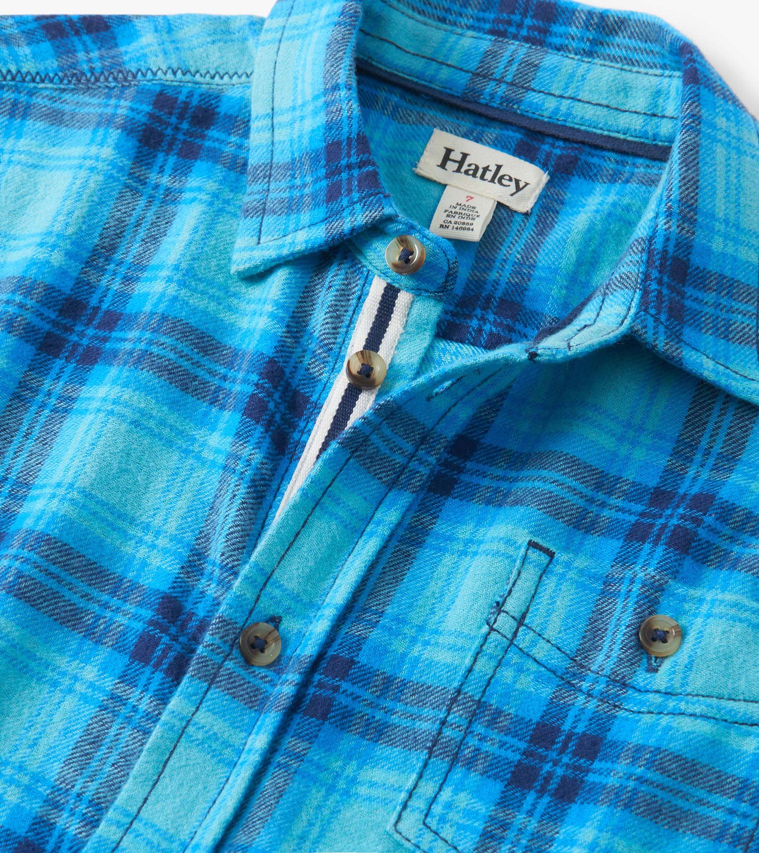 Hatley Boys Blue Stone Plaid Button Down Shirt