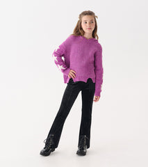 Hatley Girls Black Sparkle Wave Velour Flared Pants