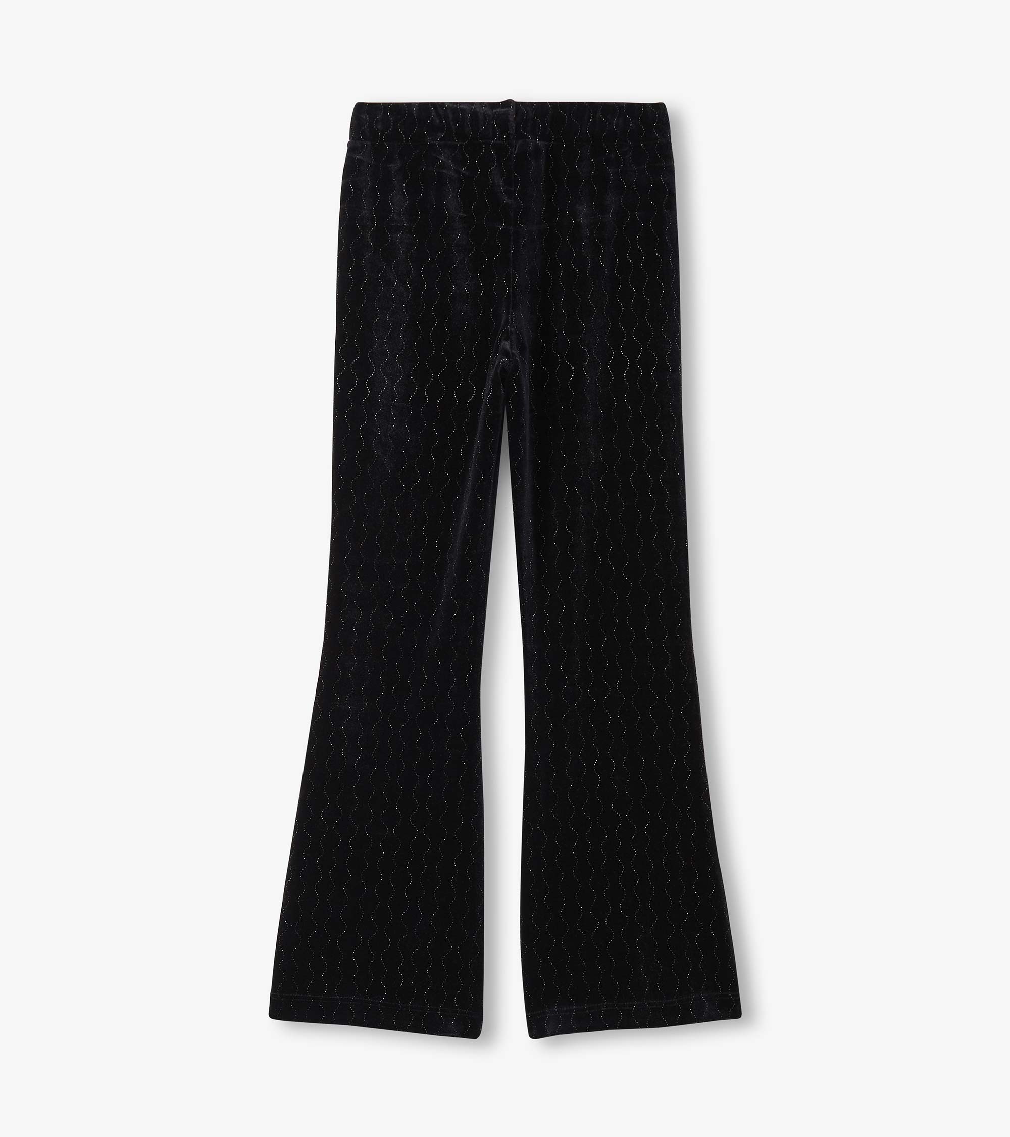 Hatley Girls Black Sparkle Wave Velour Flared Pants