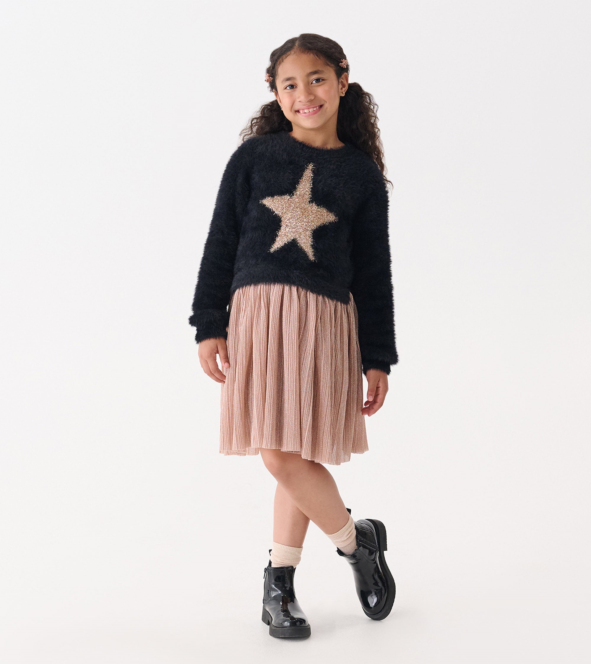 Hatley Girls Gold Star Mix Media Dress