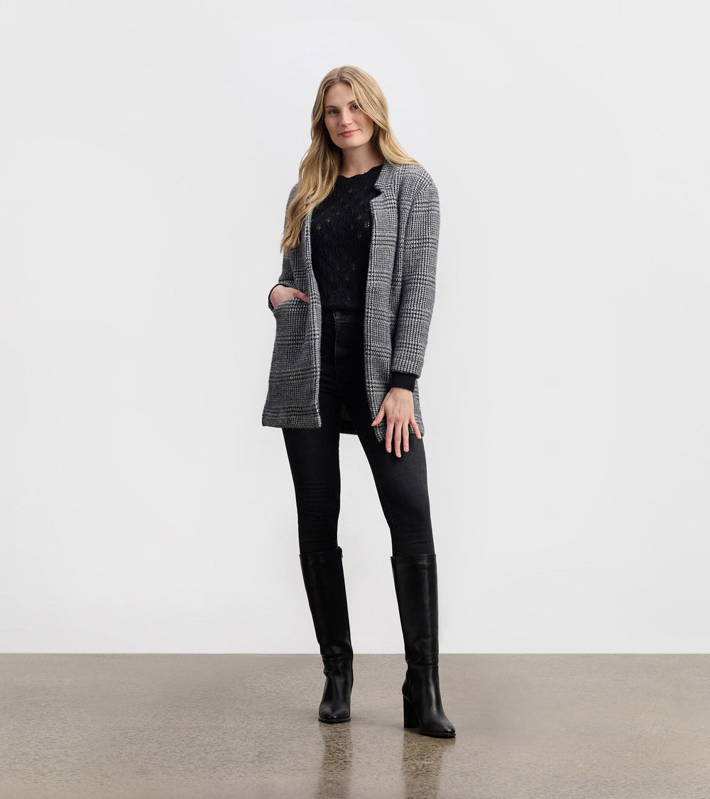 Hatley Cozy Open Blazer - Black Check