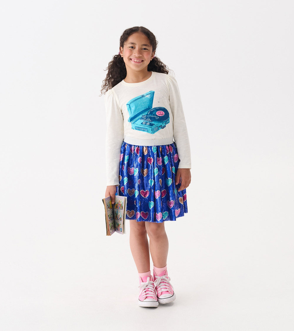Hatley Girls Bursted Hearts Sequin Skirt