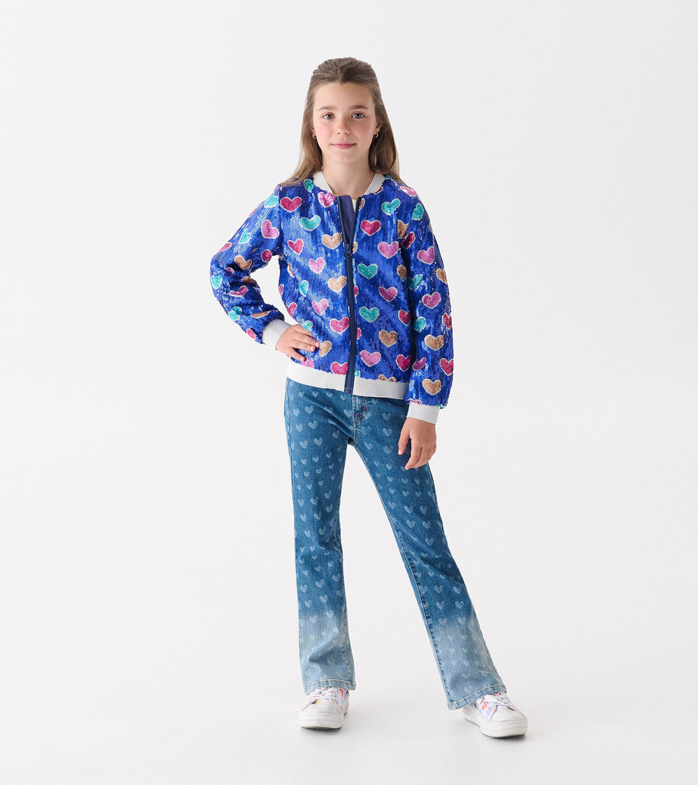 Hatley Girls Bursted Hearts Sequin Bomber Jacket