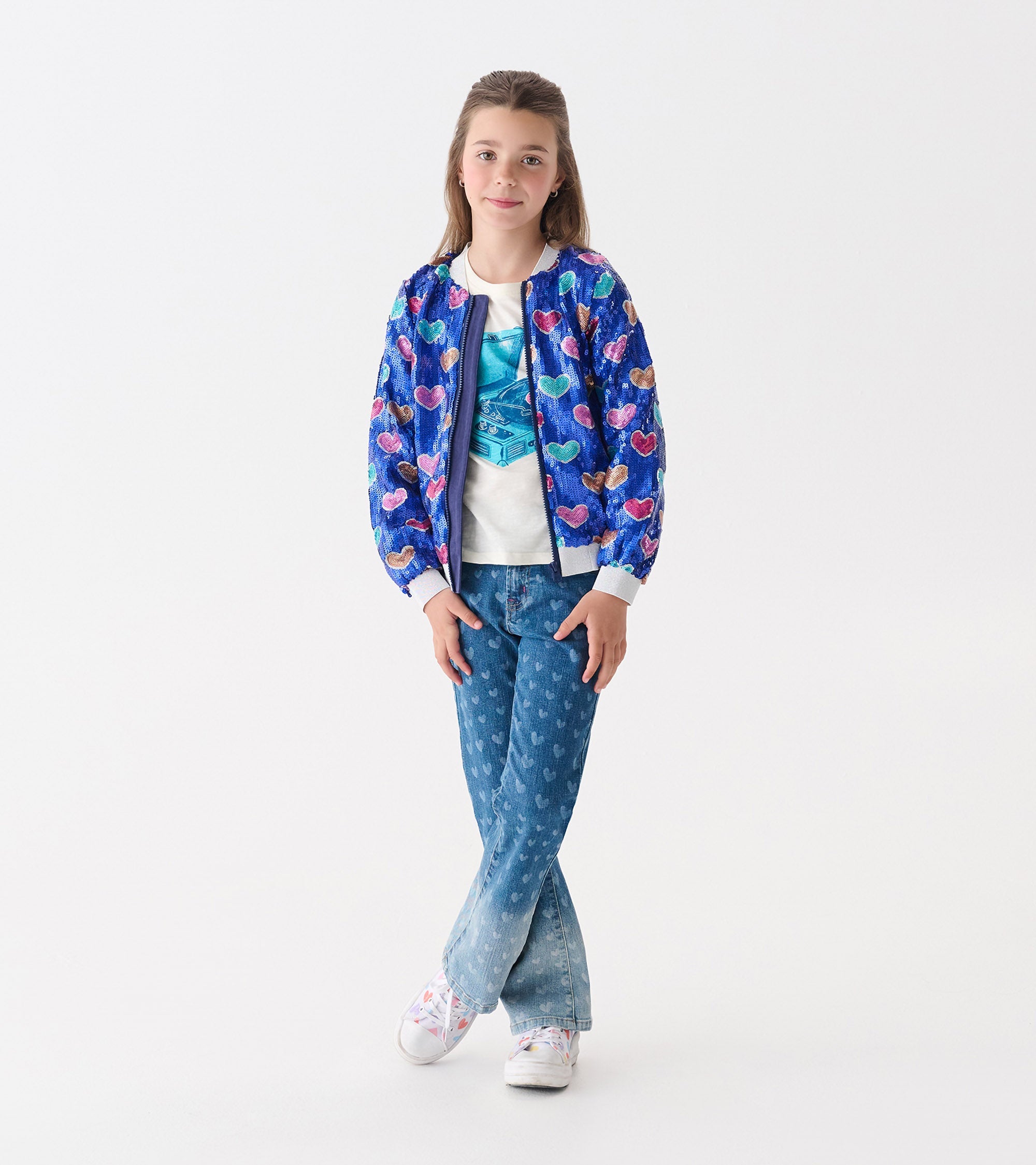 Hatley Girls Bursted Hearts Sequin Bomber Jacket
