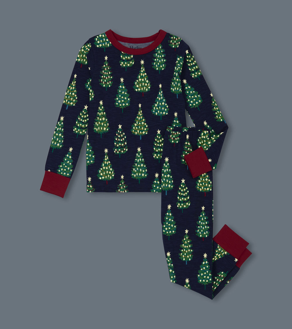 Hatley Boys Bottle Brush Trees Glow in the Dark Cotton Pajama Set