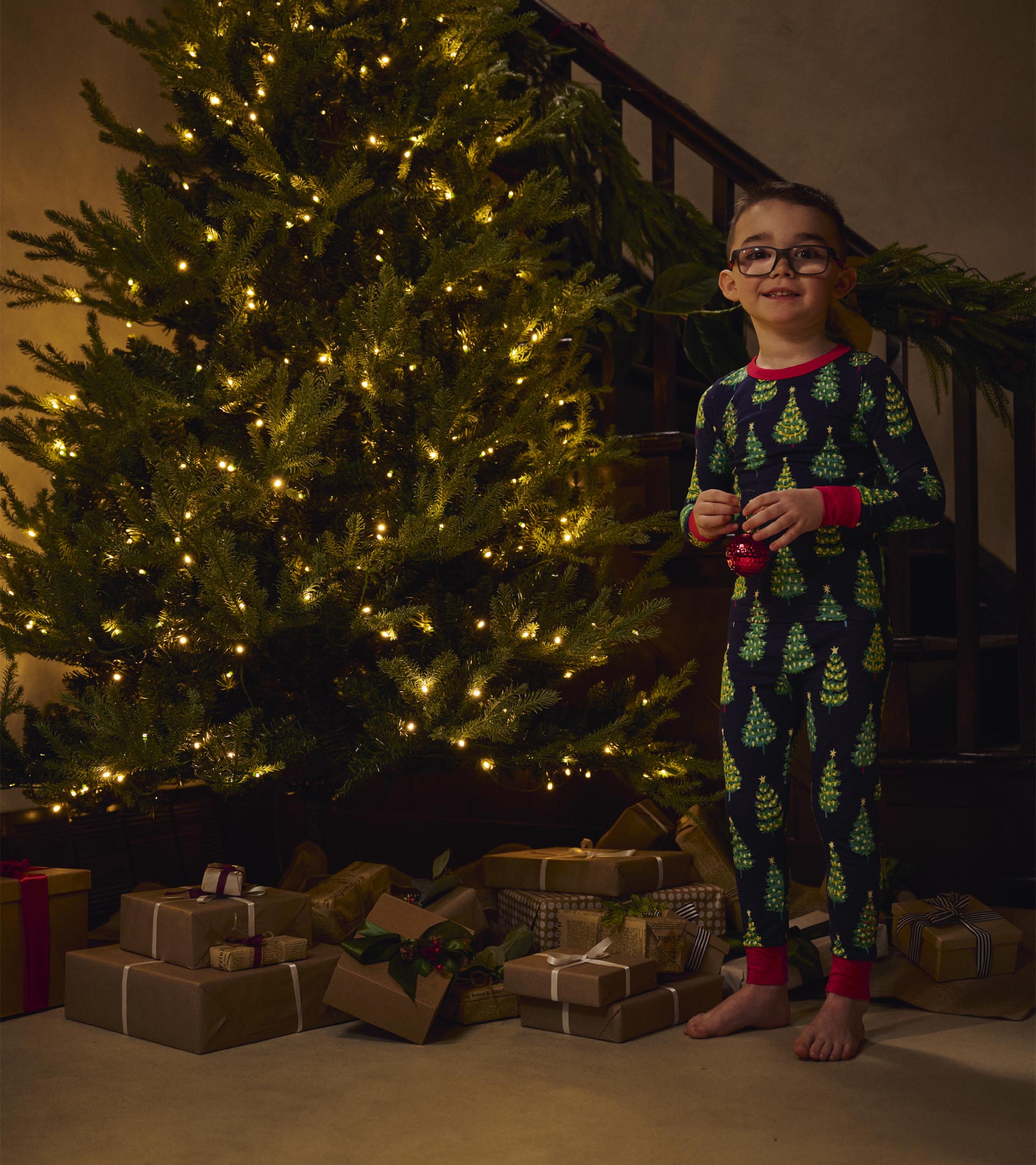 Hatley Boys Bottle Brush Trees Glow in the Dark Cotton Pajama Set
