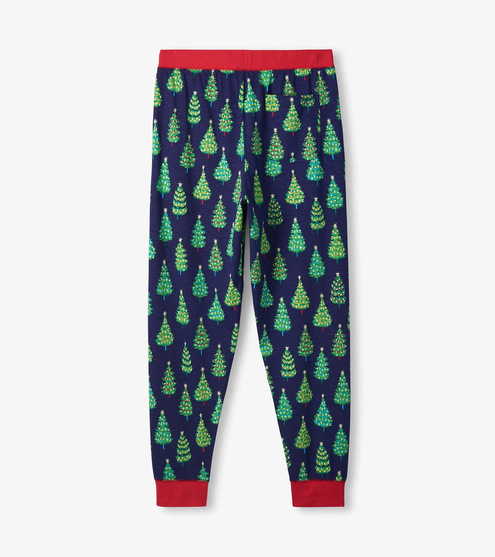 Hatley Men's Bottle Brush Trees Glow in the Dark Cotton Pajama Set