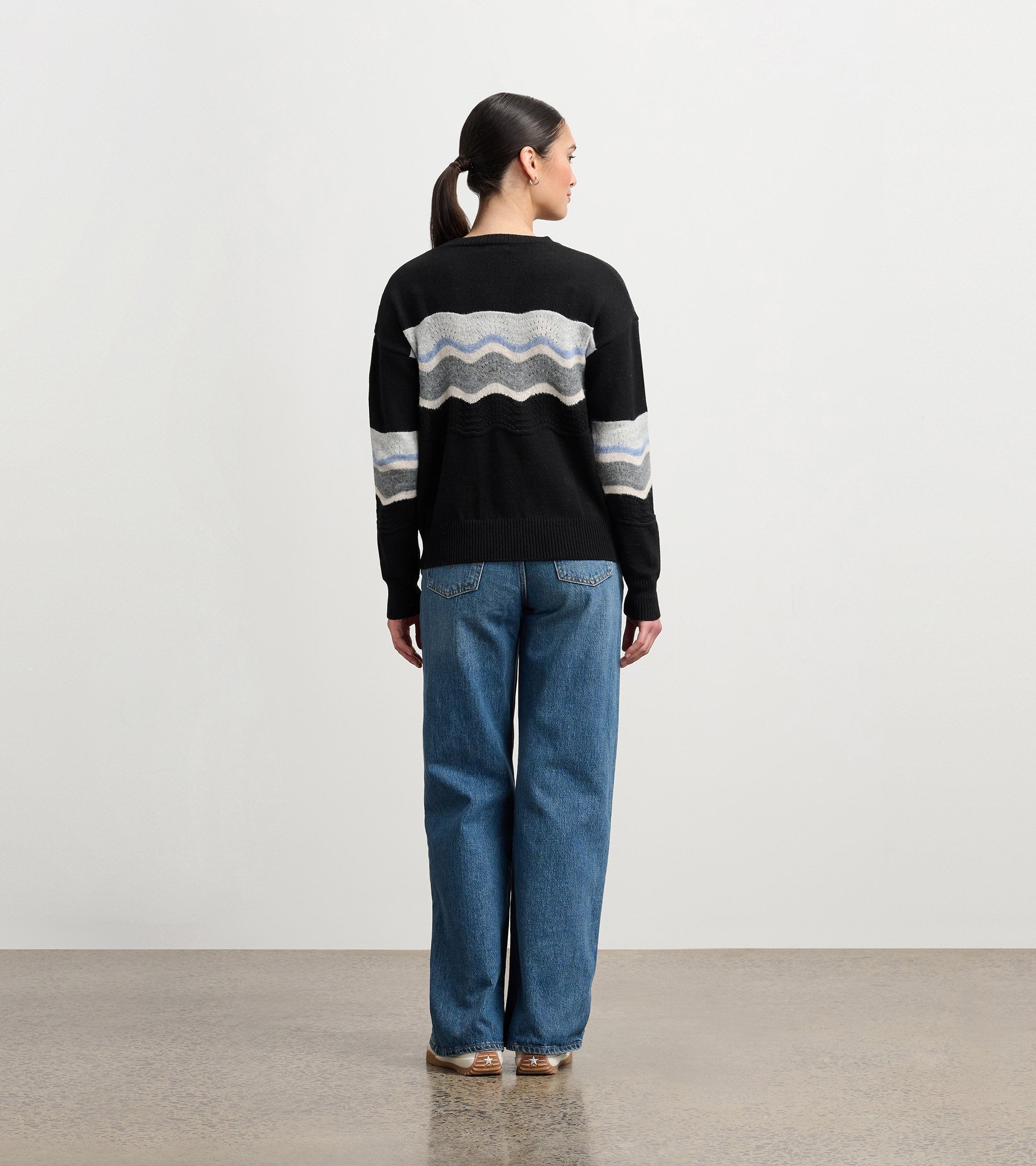 Hatley Pointelle Wave Sweater - Black